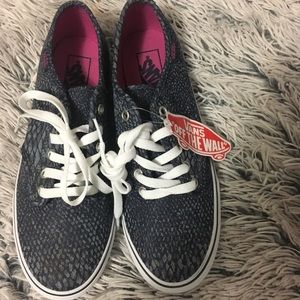 navy blue snakeskin print vans authentics
